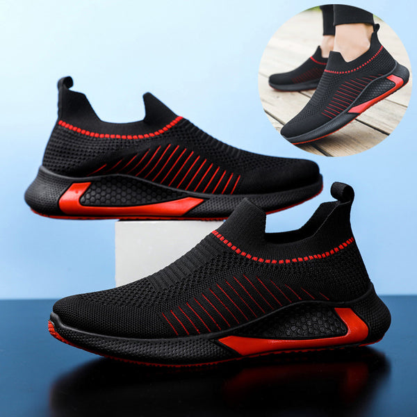 Men's Breathable Mesh Slip-On Sneakers: Striped Style & Everyday Comfort