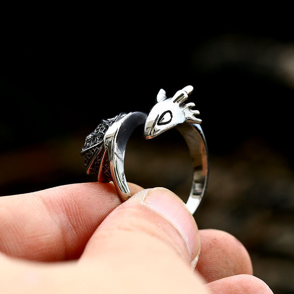 Bold & Timeless: Men's Dragon Ring - Vintage Distressed Titanium Steel