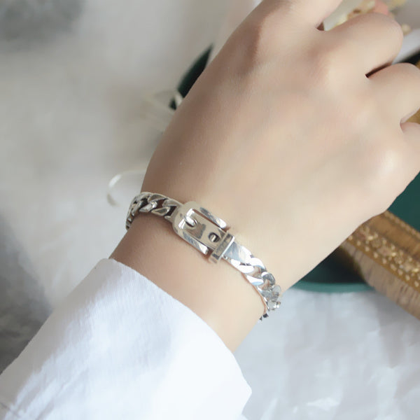 Delicate Layering Friendly: Sterling Silver Chain Belt Bracelet Women's